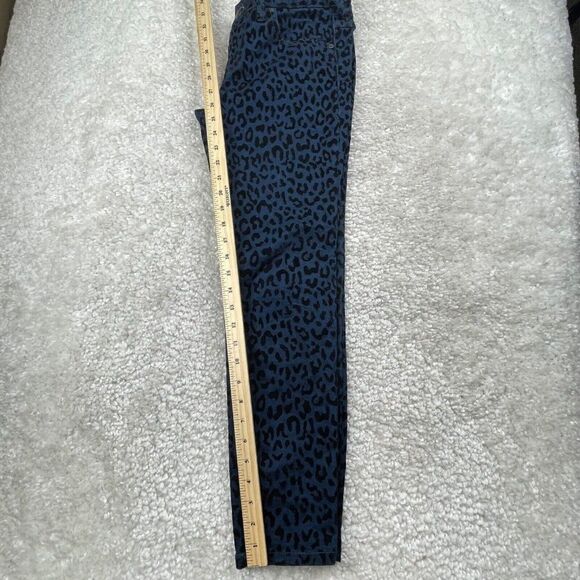 Free People Flocked Cheetah Print Skinny Pant Blue/Black - Picture 8 of 9